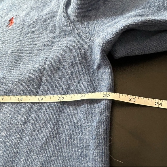 POLO Ralph Lauren Quarter Zip Sweater Men's Blue Maroon Pony Leather Pull Sz L - Picture 4 of 7